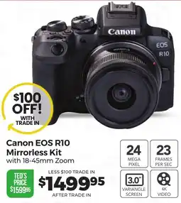 Teds Cameras Canon EOS R10 Mirrorless Kit with 18-45mm Zoom offer