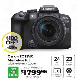 Teds Cameras Canon EOS R10 Mirrorless Kit with 18-150mm Zoom offer