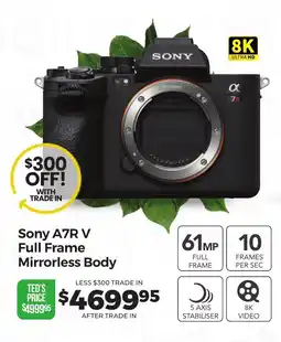 Teds Cameras Sony A7R V Full Frame Mirrorless Body offer
