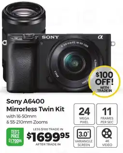 Teds Cameras Sony A6400 Mirrorless Twin Kit offer