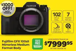 Teds Cameras Fujifilm GFX 100sll Mirrorless Medium Format Body offer