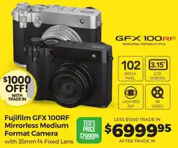 Teds Cameras Fujifilm GFX 100RF Mirrorless Medium Format Camera offer