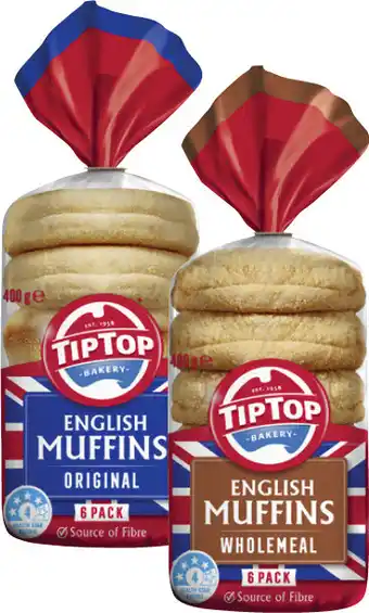 Coles Tip Top English Muffins 400g offer