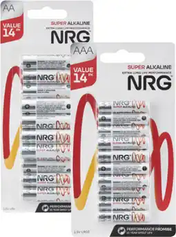 Coles NRG Batteries AA or AAA 14 Pack offer