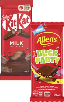 Coles Nestlé or Allen's Block 118g-180g offer