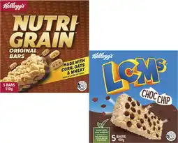 Coles Kellogg's LCMs or Nutri Grain Bars 5 Pack 100g-110g offer