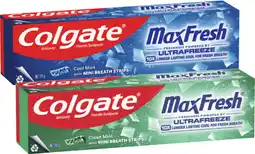 Coles Colgate Max Fresh Cool Mint or Fresh Clean Mint Toothpaste 115g offer