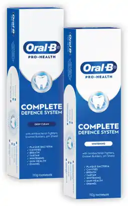 Coles Oral B Pro Health Advanced Deep Clean or Whitening Toothpaste 110g offer
