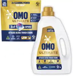 Coles Omo Ultimate Laundry Liquid 2 Litre or Capsules 28 Pack offer