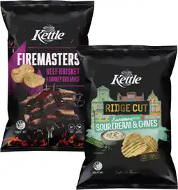 Coles Kettle Firemasters or Ridge Cut Potato Chips 150g-165g offer