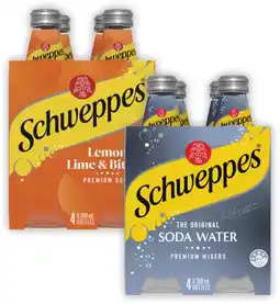 Coles Schweppes Mixers, Soft Drink or Mineral Water 4x300mL offer