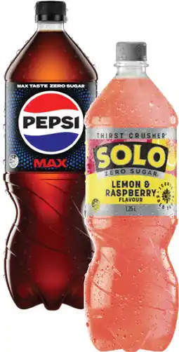 Coles Pepsi, Solo or Mountain Dew Soft Drink 1.25 Litre offer