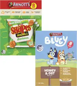 Coles Arnott's Bluey or Shapes Crackers 7 Pack-8 Pack 168g-200g offer