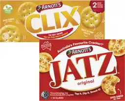 Coles Arnott's Jatz or Clix Crackers 225g-250g offer