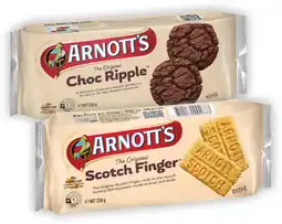 Coles Arnott's Scotch Finger or Choc Ripple Biscuits 250g offer
