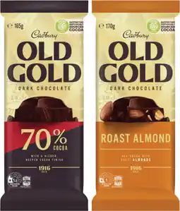 Coles Cadbury Old Gold Block Chocolate-180g offer