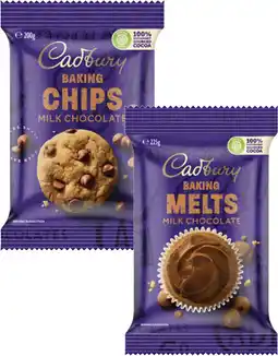 Coles Cadbury Baking Chocolate Chips, Melts or Block 180g-225g offer