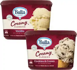 Coles Bulla Creamy Classics Ice Cream Tub offer