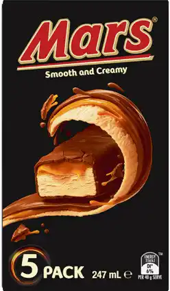 Coles Mars Smooth & Creamy Ice Bars 247mL offer