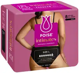 Coles Poise Continence Pants Size Medium or Large 8 Pack offer