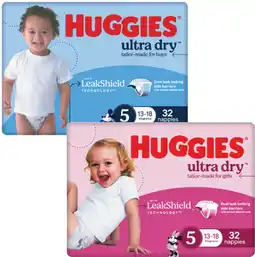 Coles Huggies Ultra Dry Bulk Nappies-54 Pack offer