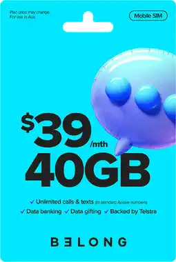 Coles Belong $39 Mobile SIM offer