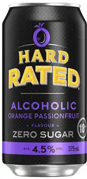 Coles NEW Hard Rated Orange Passionfruit Zero Sugar Cans offer