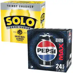 Woolworths Pepsi Max, Solo Zero Sugar, Mountain Dew or Sunkist Zero Sugar Soft Drink Varieties 24 x 375ml offer