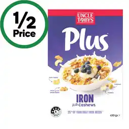 Woolworths Uncle Tobys Plus offer