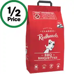 Woolworths Redheads BBQ Briquettes Natural Wood offer