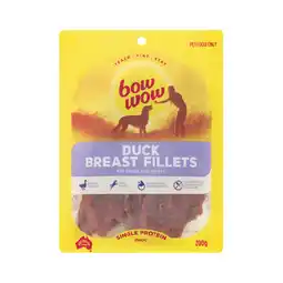 Woolworths Bow Wow Chicken or Duck Breast Fillets Dog Treats 200g offer