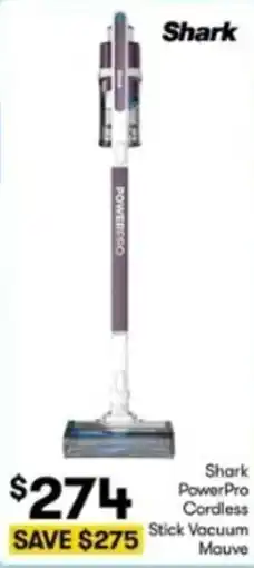 BIG W Shark PowerPro Cordless Stick Vacuum Mauve offer