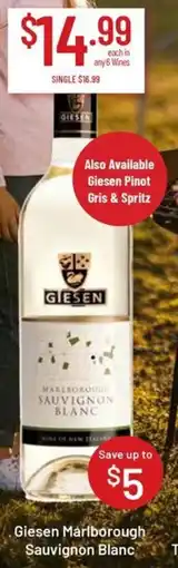 Chambers Cellars Giesen Marlborough Sauvignon Blanc offer
