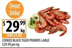 Supabarn Cooked Black Tiger Prawns Large offer