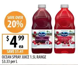 Supabarn Ocean Spray Juice 1.5L Range offer