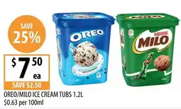 Supabarn OREO/MILO ICE CREAM TUBS offer