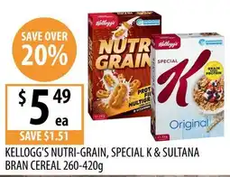 Supabarn Kellogg's Nutri-Grain, Special K & Sultana Bran Cereal offer