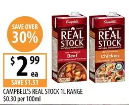 Supabarn Campbell's Real Stock 1L Range offer