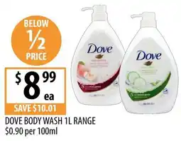 Supabarn Dove Body Wash 1L Range offer