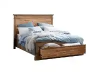 LivingStyles Edensor Recycled Pine Timber Bed with End Drawer, Queen offer