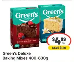 IGA Green's Deluxe Baking Mixes offer