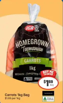IGA Homegrown Tasmanian Carrots offer
