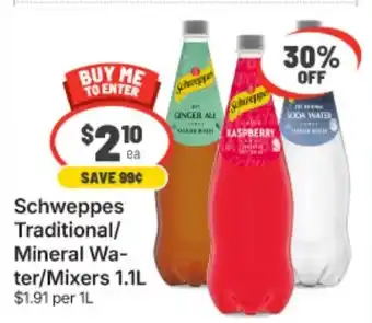 IGA Schweppes Traditional/Mineral Water/Mixers offer