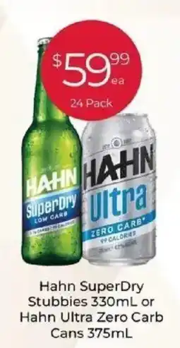 IGA Liquor Hahn SuperDry or Hahn Ultra Zero Carb offer