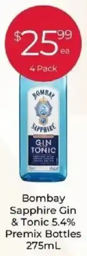 IGA Liquor Bombay Sapphire Gin & Tonic Premix Bottles offer