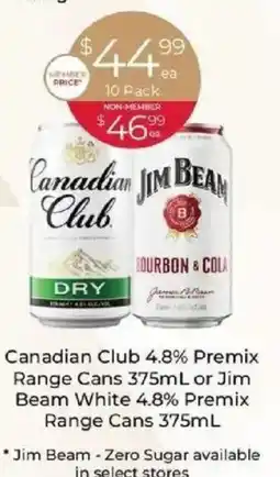 IGA Liquor Canadian Club 4.8% Premix Range Cans or Jim Beam White 4.8% Premix Range Cans offer