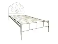 LivingStyles Charlotte Metal Bed, Single, Ivory offer
