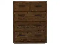LivingStyles Maryland Pine Timber 5 Drawer Tallboy offer