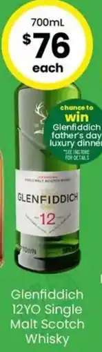 The Bottle O Glenfiddich 12YO Single Malt Scotch Whisky offer