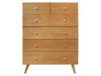 Miami Tasmanian Oak Timber 6 Drawer Tallboy